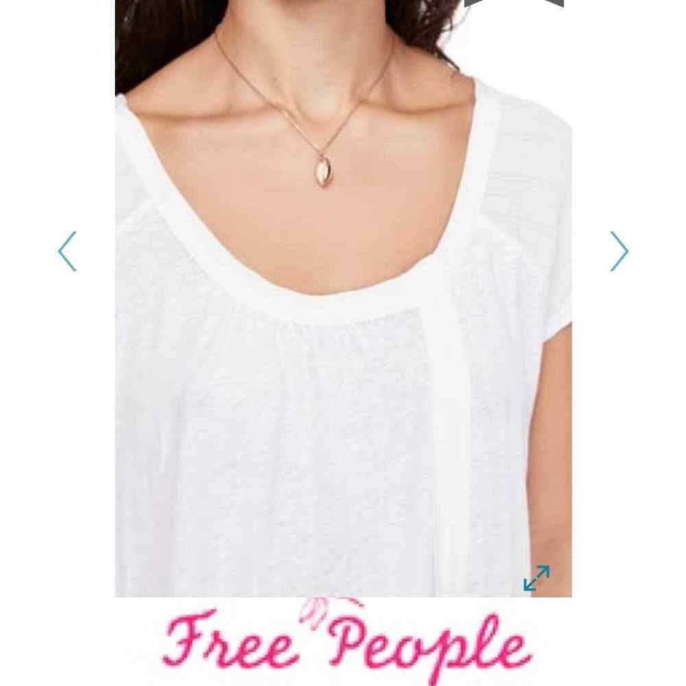 Free People Free Flowing Boho White Casual Blouse Tee Size XS Cap Sleeves - Picture 2 of 6